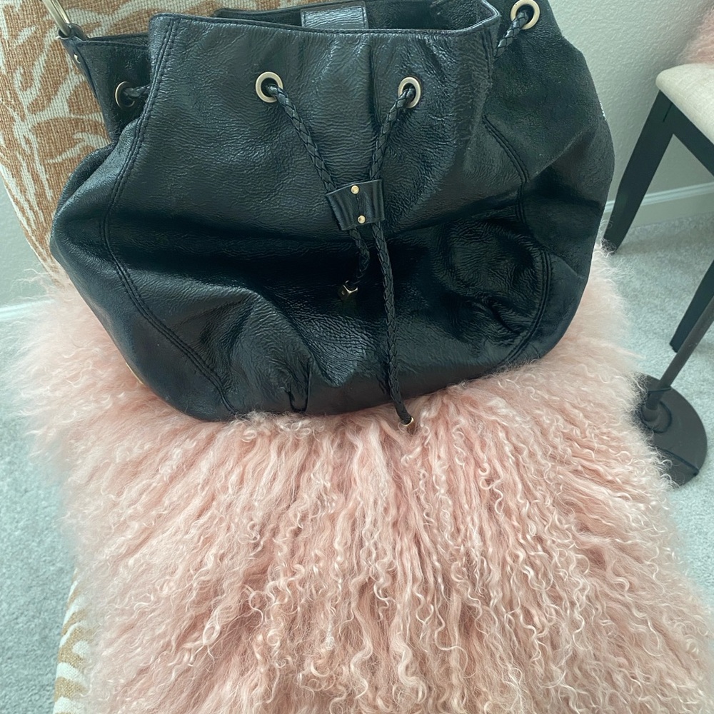 Michael Kors Black Drawstring Braided-Handle Hobo Bag - Picture 13 of 16